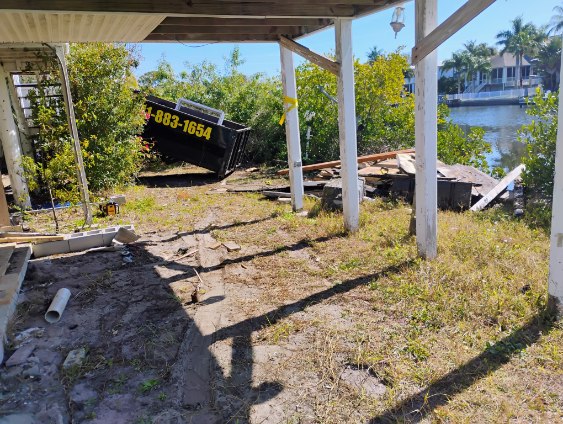 Waterfront property before dock debris removal
